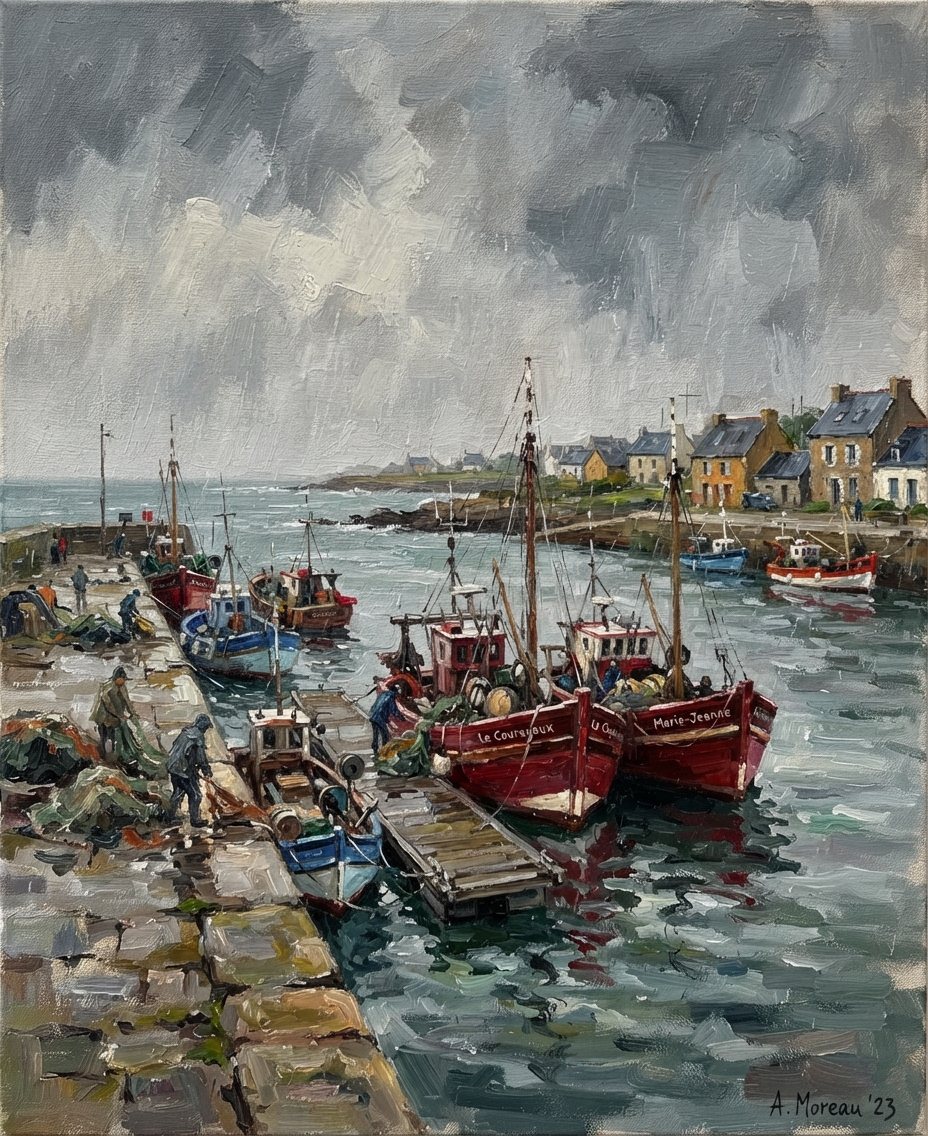 Le port sous la pluie